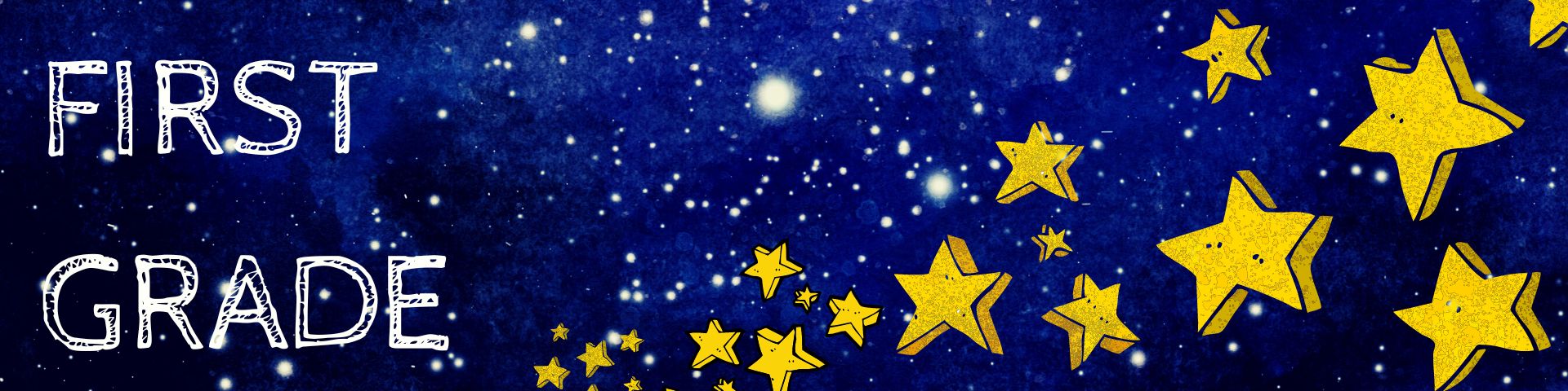 1st grade with stars and night sky background